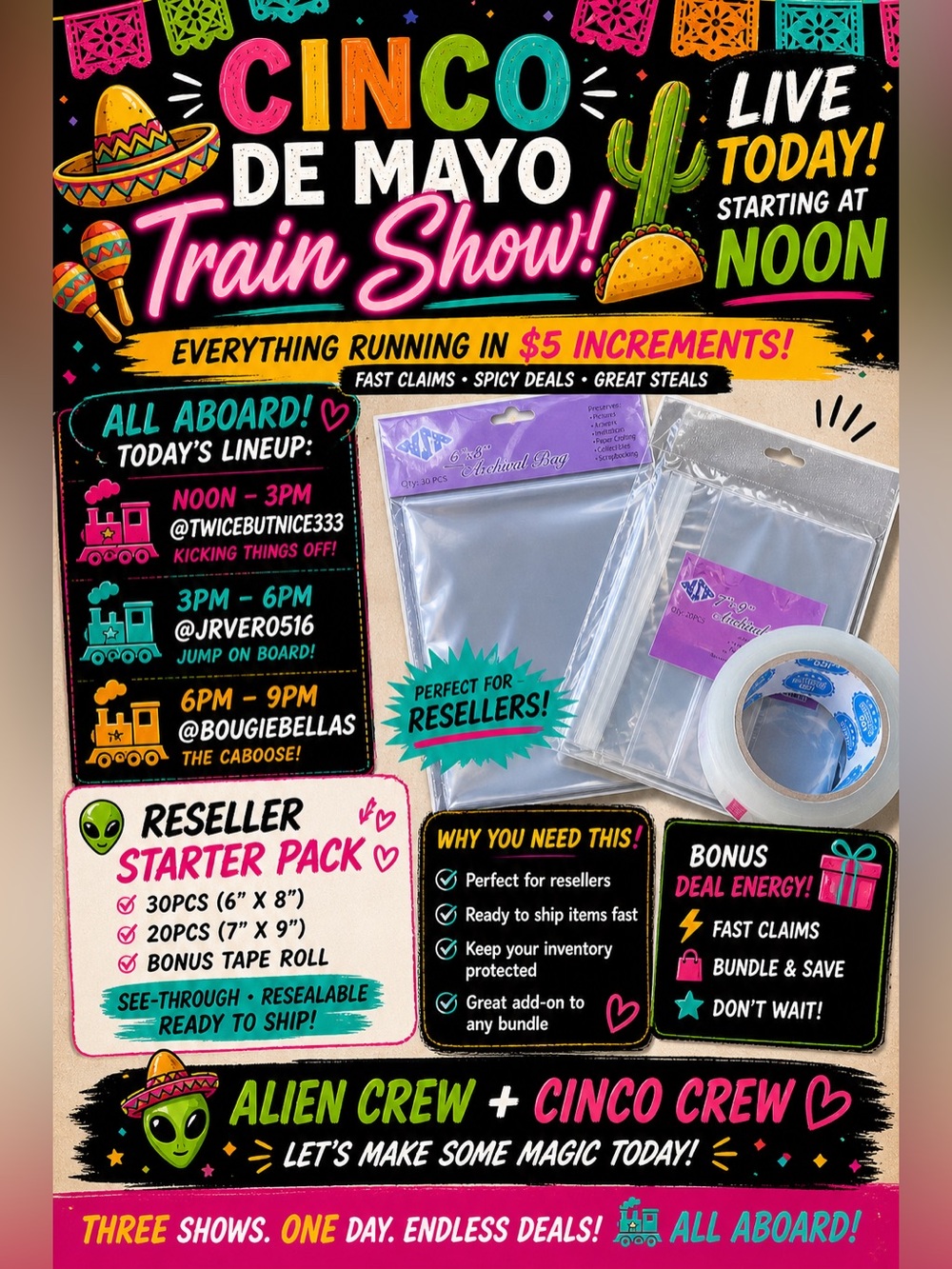 Reseller Starter Pack - Clear Resealable Poly Bags with Bonus Tape